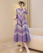 Elegant Plissé Polka Dot Dress